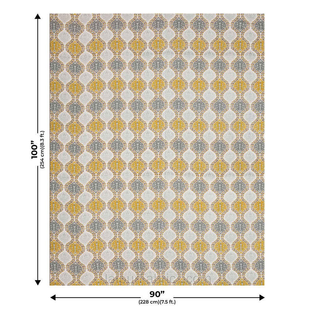 Wavy Ethnic Yellowish Grey Double Bed Dohar Blanket
